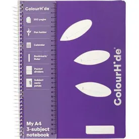 Colourhide My 3-Subject Notebook 300 Page A4 Purple