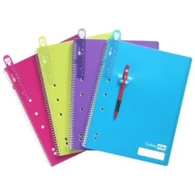 Colourhide My Trusty Lecture Book 4 Hole Punched Wiro Bound A4 100 Leaf Assorted