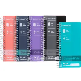 Colourhide Slimline Tall Notebook 200 Page Assorted 5 Pack