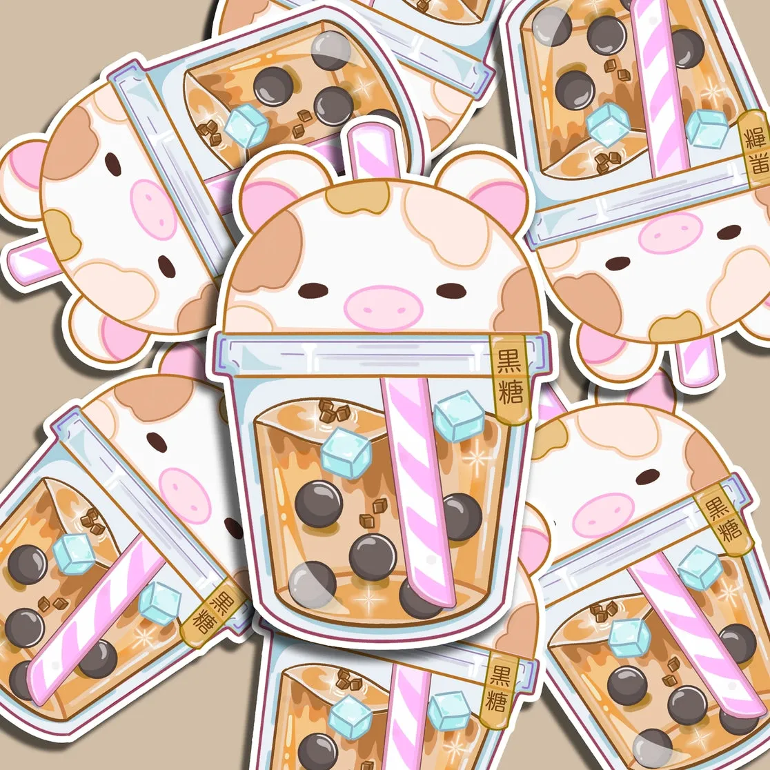 Cow Bubble Tea Brown Sugar Sticker