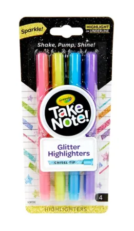 Crayola Take Note! Glitter Highlighters- 4pc