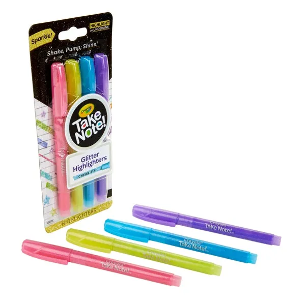 Crayola Take Note! Glitter Highlighters- 4pc