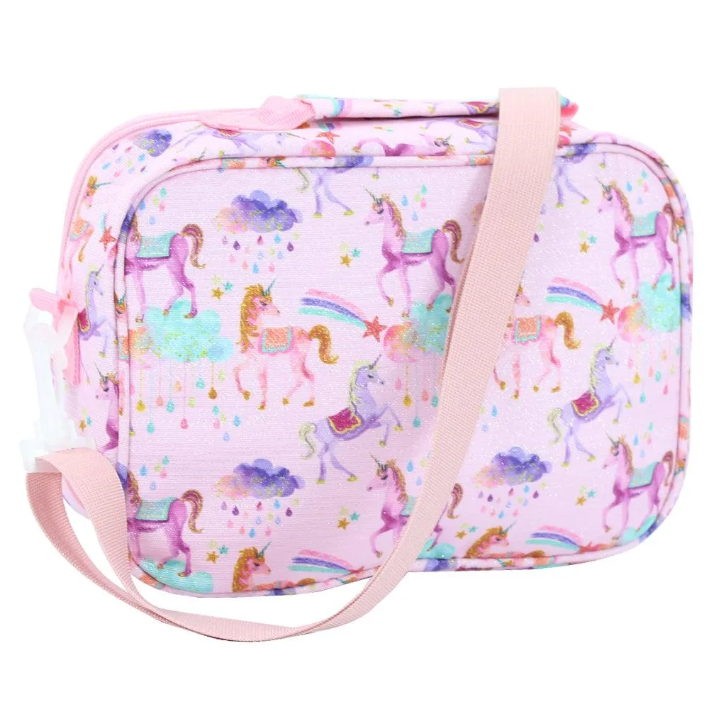 CUBS ROSE PINK BABY UNICORN GLITTERY CROSS BODY LUNCH BAG