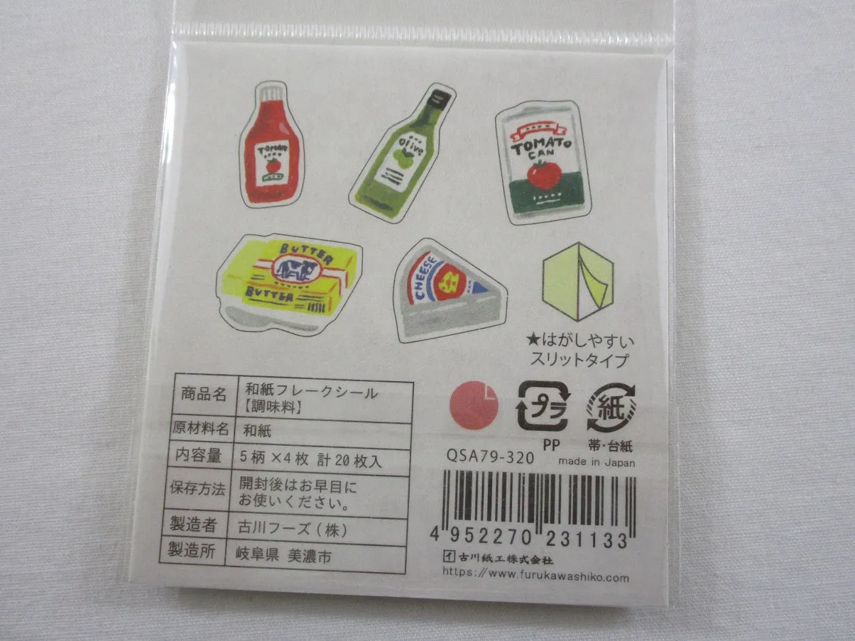 Cute Kawaii Classic Italian Condiment Cheese Ketchup Olive Oil Kitchen Chef Flake Stickers Sack - Furukawashiko Japan - for Journal Agenda Planner Scrapbooking Craft