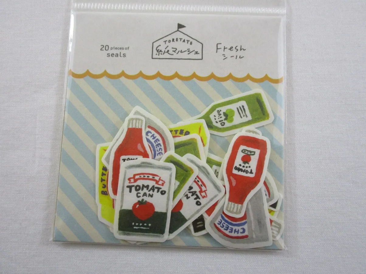 Cute Kawaii Classic Italian Condiment Cheese Ketchup Olive Oil Kitchen Chef Flake Stickers Sack - Furukawashiko Japan - for Journal Agenda Planner Scrapbooking Craft