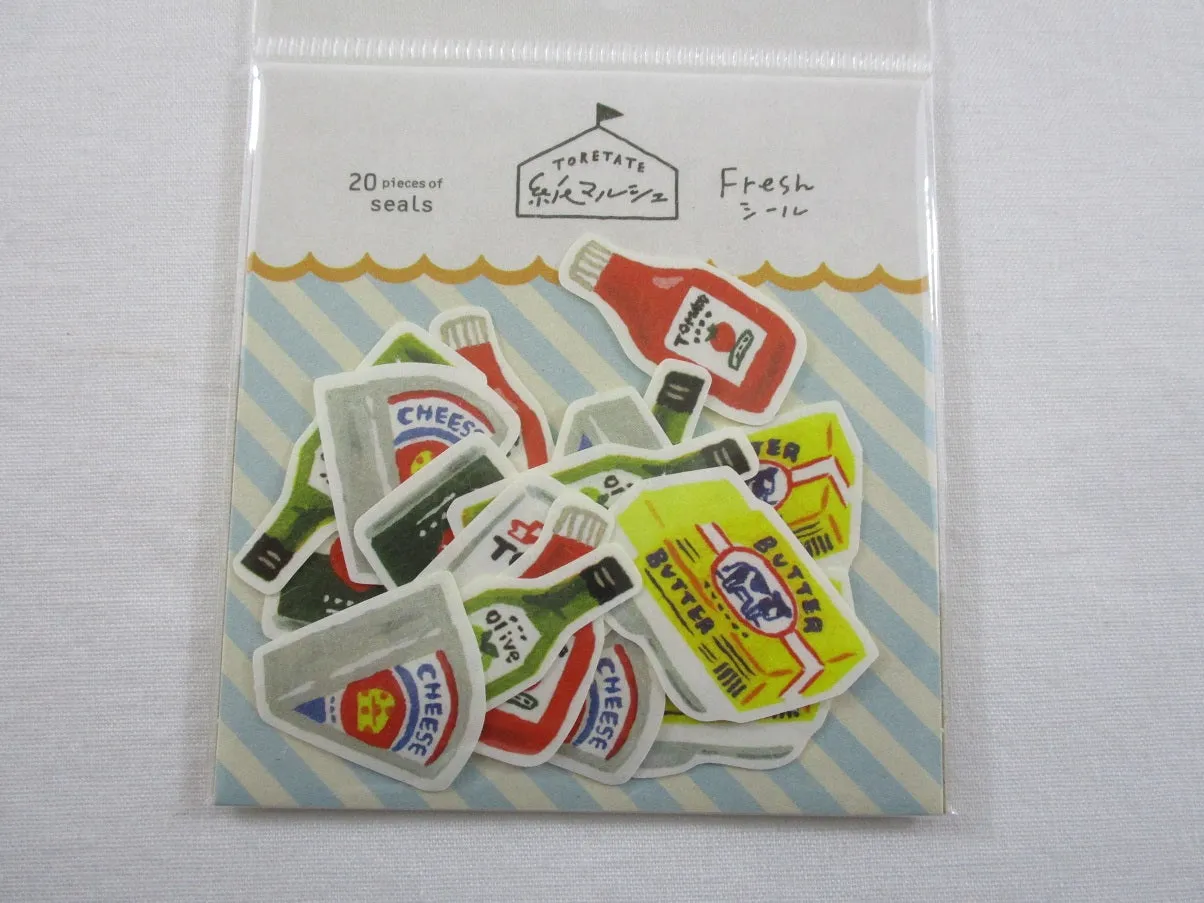 Cute Kawaii Classic Italian Condiment Cheese Ketchup Olive Oil Kitchen Chef Flake Stickers Sack - Furukawashiko Japan - for Journal Agenda Planner Scrapbooking Craft