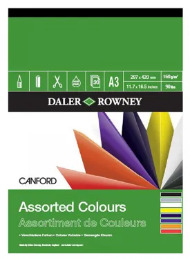 Daler Rowney Canford Coloured pad 32sht 8 assortd colours 150gsm A3