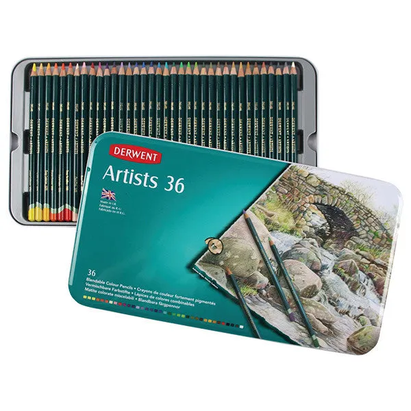 Derwent Artists Coloured Pencils Tin of 36