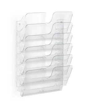 Durable FLEXIPLUS 6 Wall Mounted Literature Tray | A4 Landscape | Clear