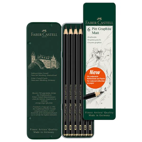 Faber-Castell Pitt Graphite Matt Pencil Tin of 6