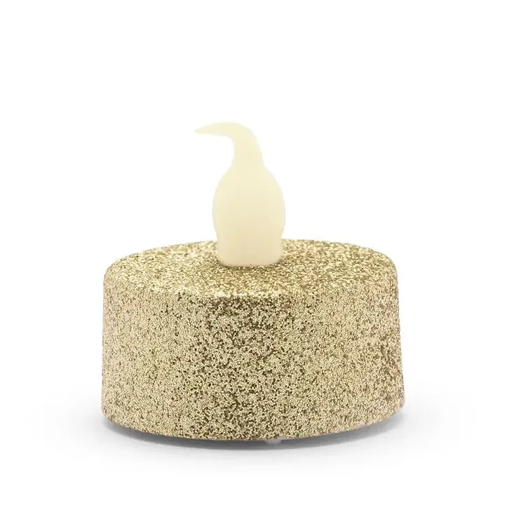 Gold Glitter Flameless LED Tealight Candle (Set Of 4)