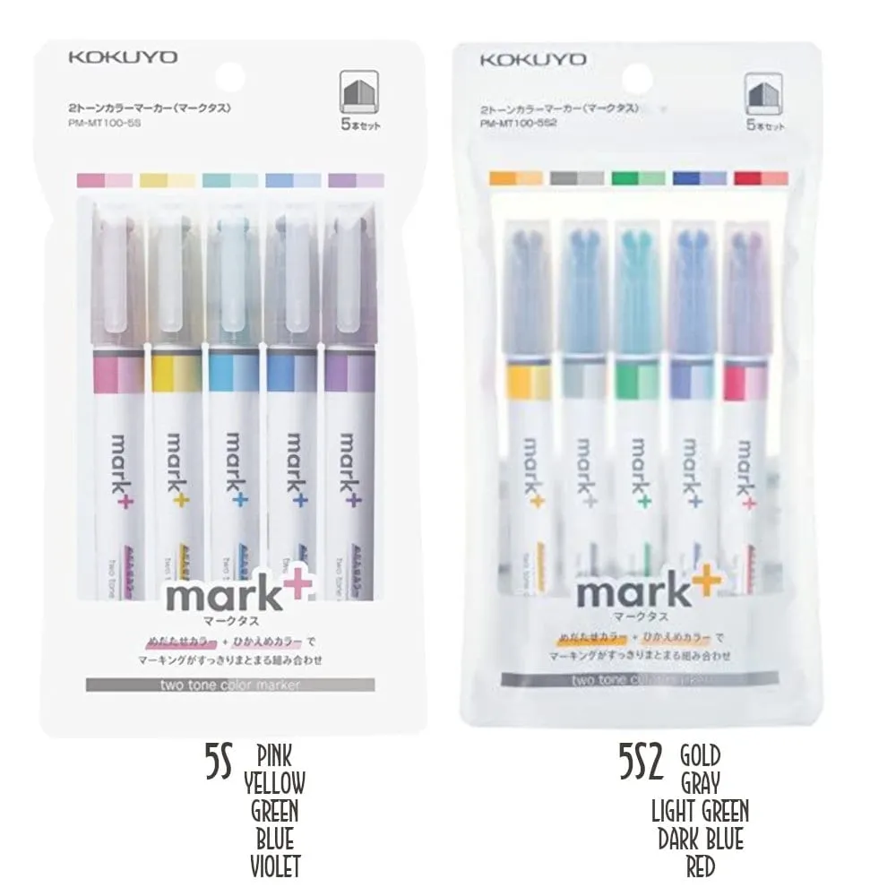 GREEN Kokuyo Mark  TWO Tone Highlighter Dual Way Highlighter Pen Two Way Highlighter Double Sided Highlighter Mark  Highlighter | PM-MT100G