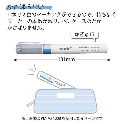 GREEN Kokuyo Mark  TWO Tone Highlighter Dual Way Highlighter Pen Two Way Highlighter Double Sided Highlighter Mark  Highlighter | PM-MT100G