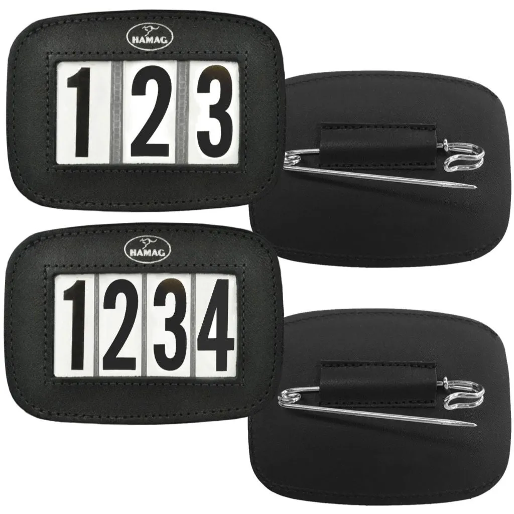 Hamag Leather Saddle Number Holder Pair of 2 BLACK 3 NUMBER