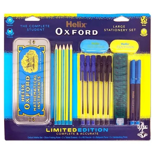 Helix - Oxford 17 piece Complete Student Stationery Set - Blue