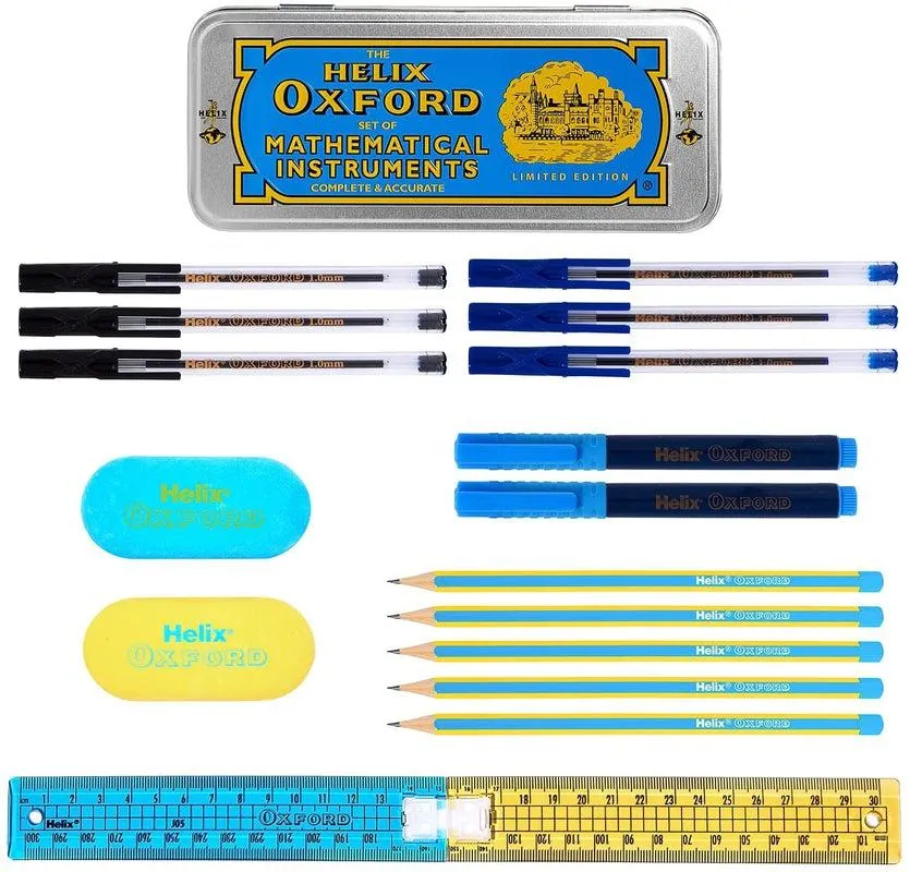 Helix - Oxford 17 piece Complete Student Stationery Set - Blue