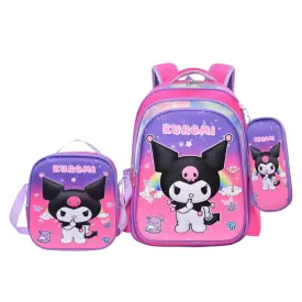 KUROMI -  Three Piece set Waterproof Bag with Lunch Bag and Pencil Case