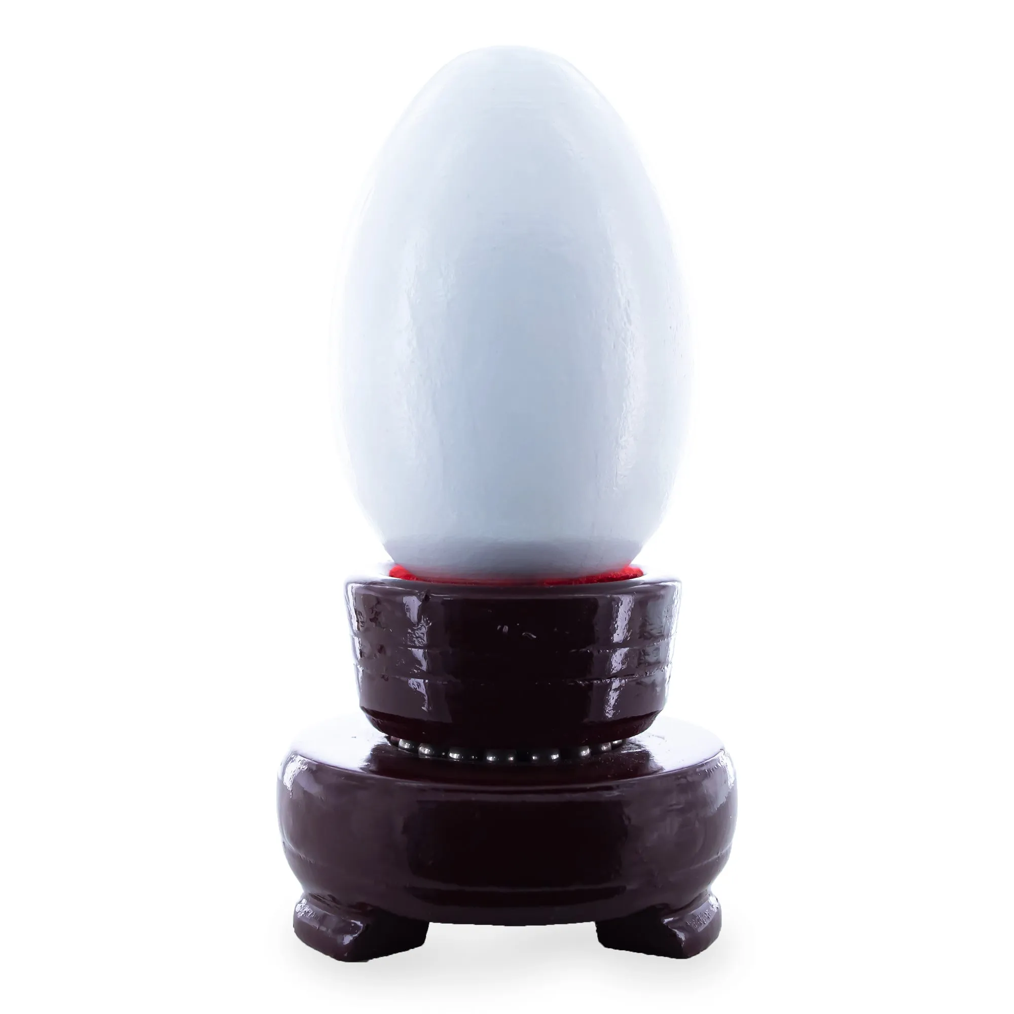 Mahogany Wooden Egg Stand with Velvet Liner Holder Display