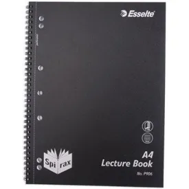 Marbig Lecture Book 7 Hole Punched Wiro Bound A4 125 Leaf Black