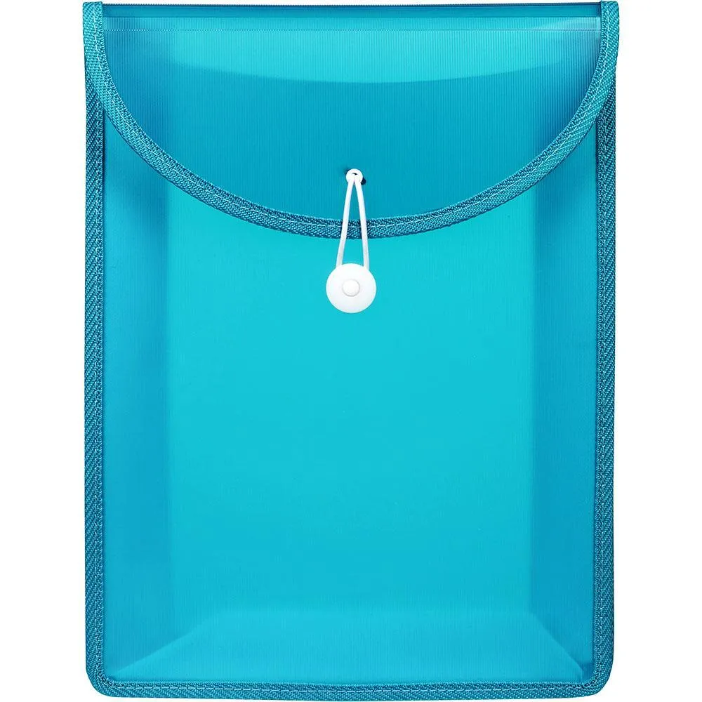 Marbig Top Load File Folder With Elastic Closure PP A4 Aqua Blue Pack 10