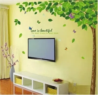 Meet Cute Green Tree Wall Sticker for Living Room