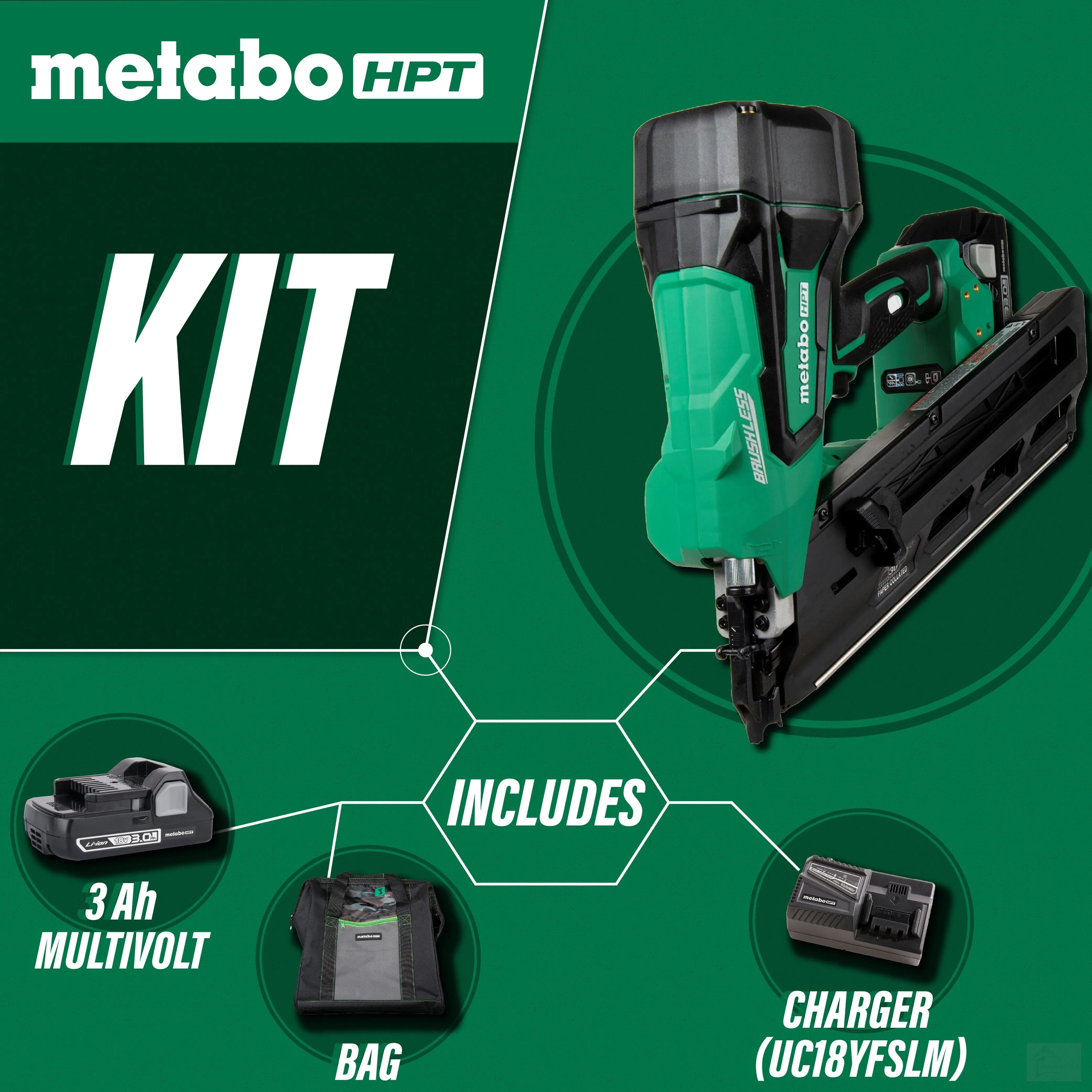 METABO 18V 3-1/2" 30° Paper Strip Framing Nailer [NR1890DCS]