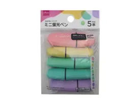 Mini Fluorescent Pen Water-based Ink - Pastel Colors - 5 pcs. - Square tip - 5mm - 0.19 in -