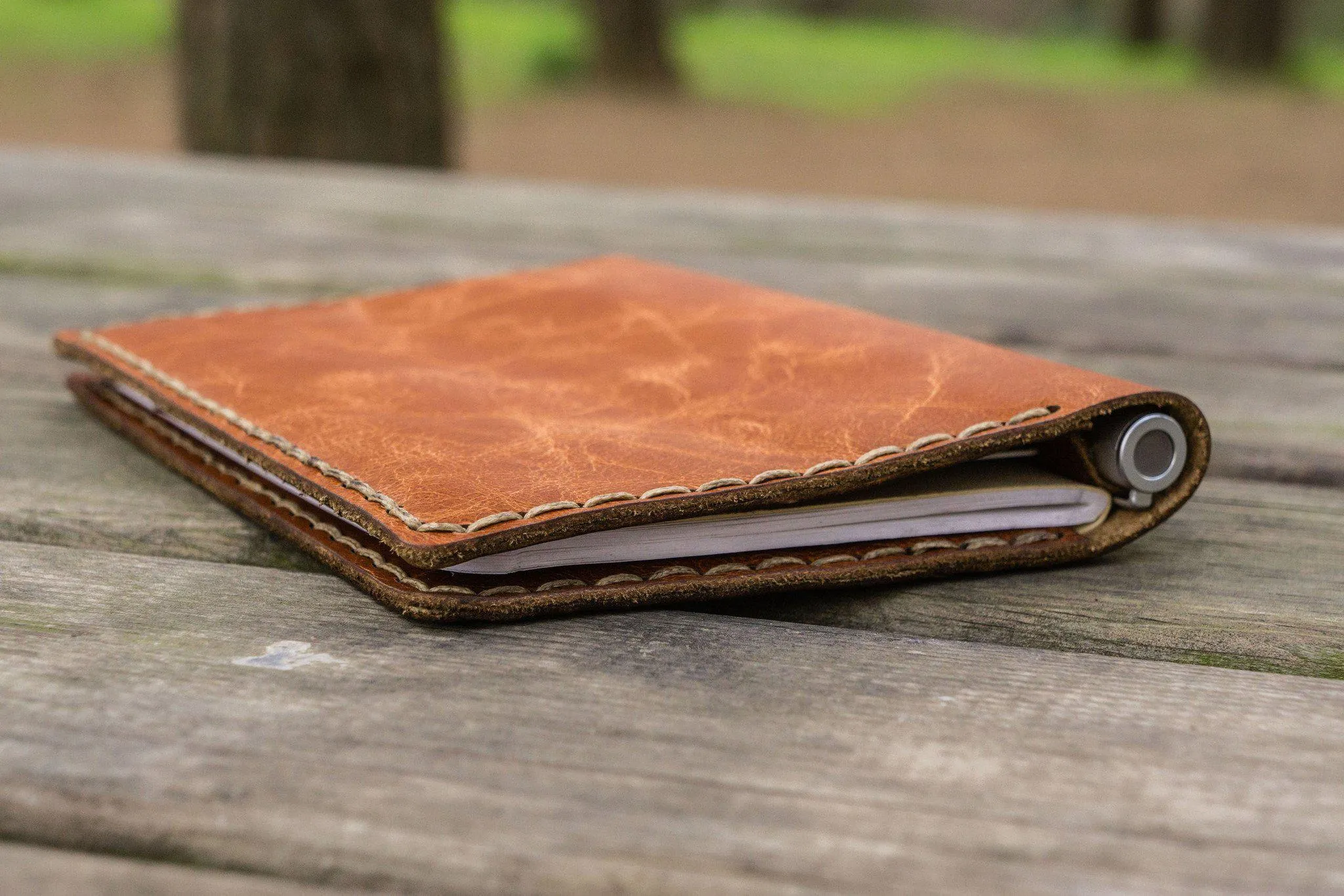 No.33 Personalized Leather Field Notes Cover - Rustic Brown