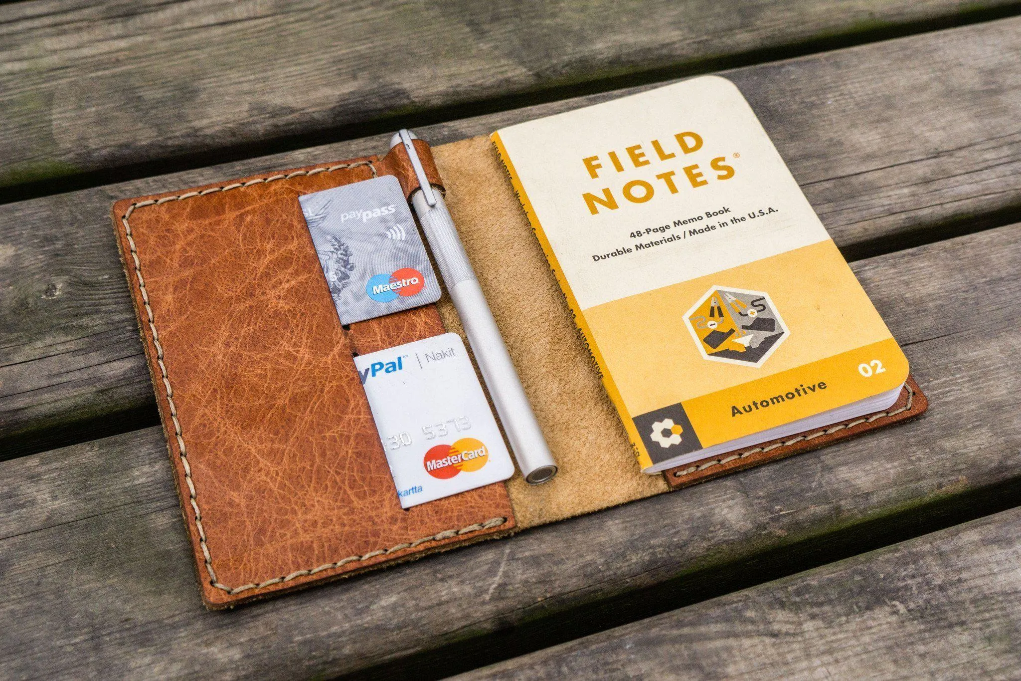 No.33 Personalized Leather Field Notes Cover - Rustic Brown