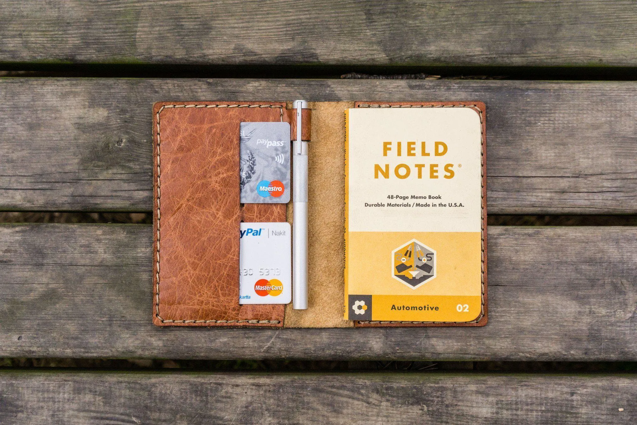 No.33 Personalized Leather Field Notes Cover - Rustic Brown