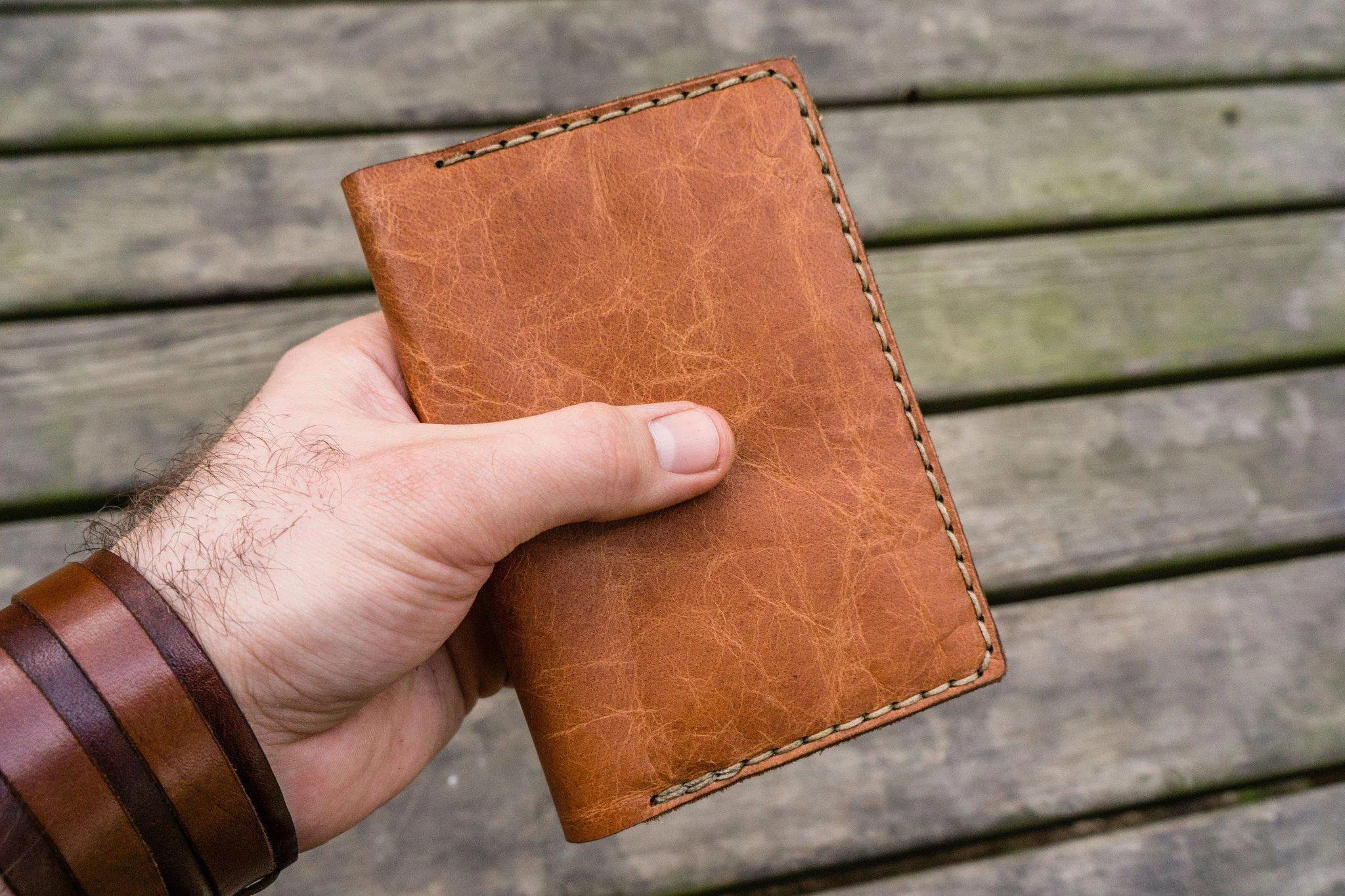 No.33 Personalized Leather Field Notes Cover - Rustic Brown