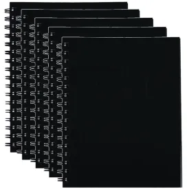 Pack 5 Spirax 511 Notebook Spiral Bound Hard Cover 200 Page 225x175mm Black