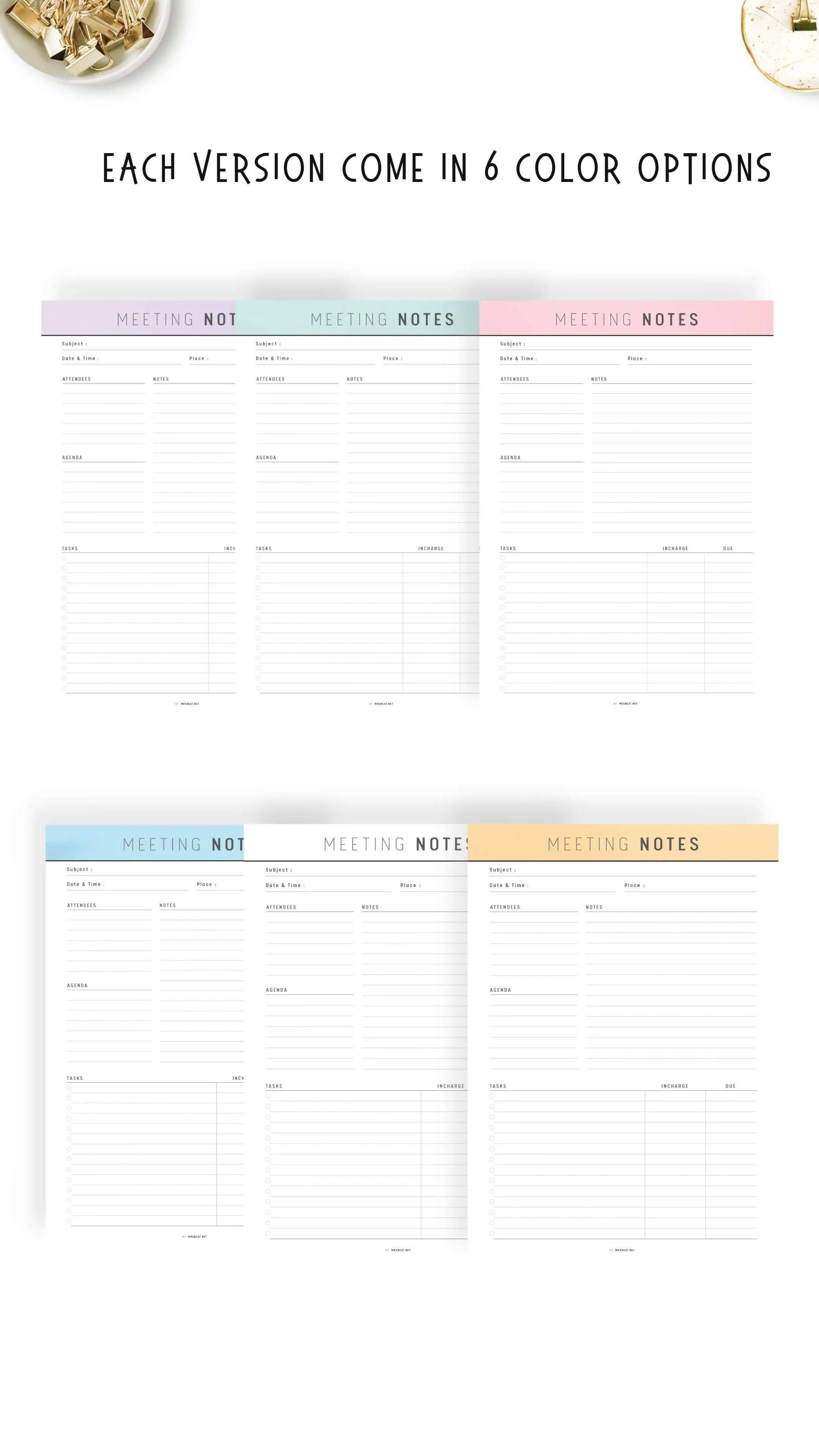 Printable Meeting Notes Template - M286