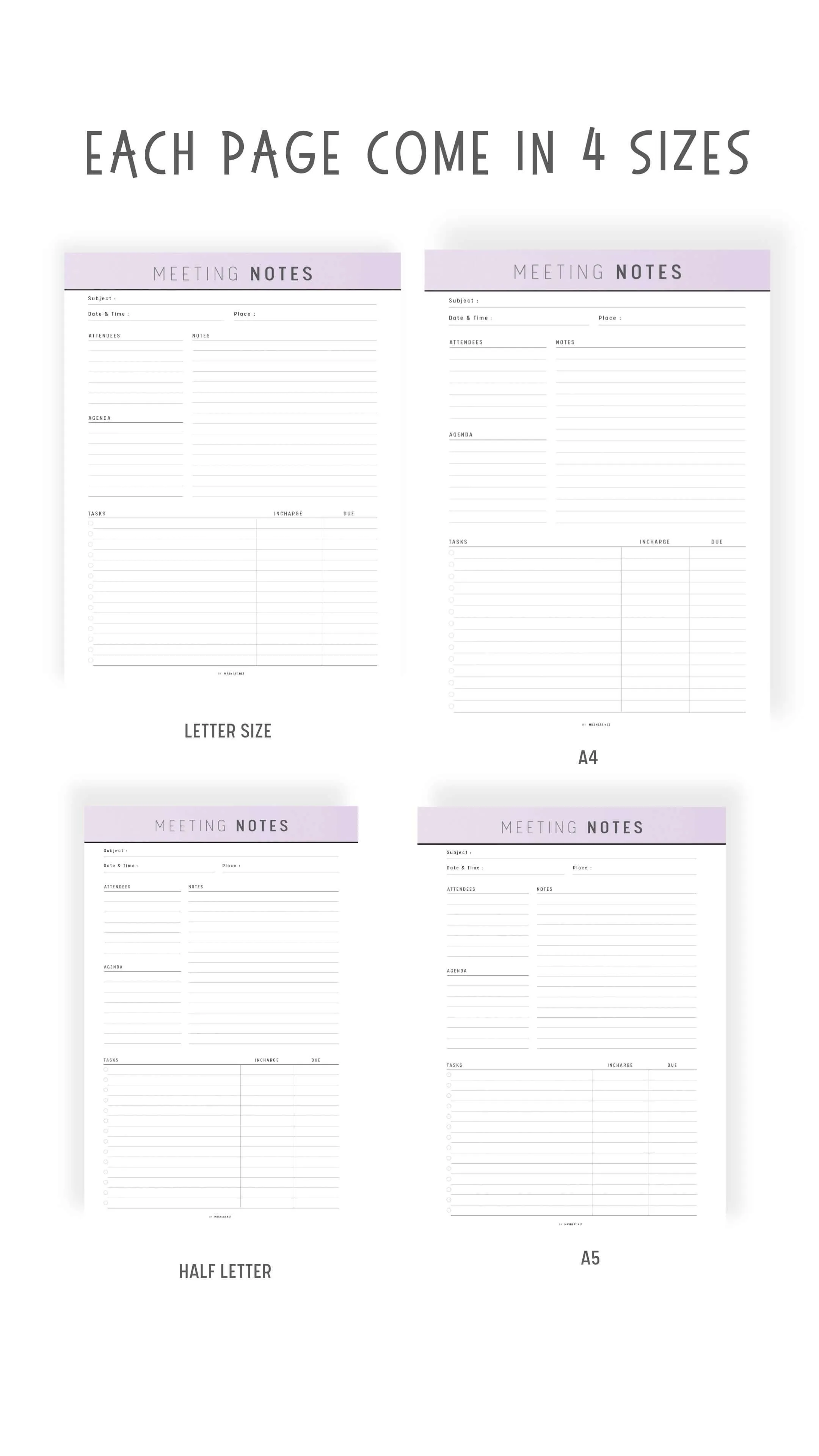 Printable Meeting Notes Template - M286