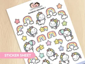 Rainbow Unicorns 1 Sticker Sheet