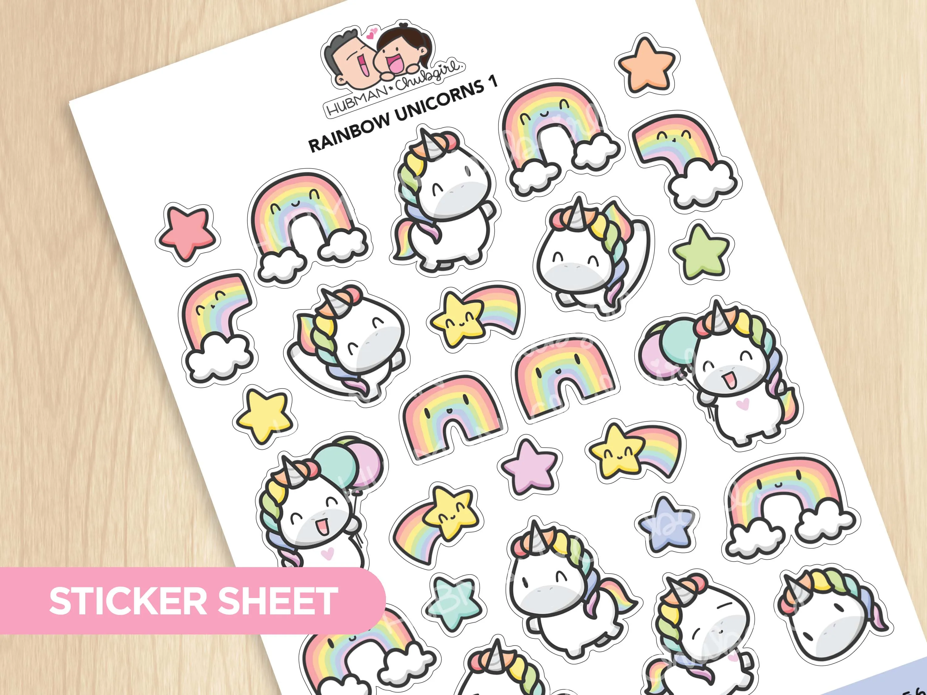 Rainbow Unicorns 1 Sticker Sheet