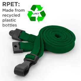 Recycled Plain Dark Green 10mm Lanyards with Plastic J-Clip | Pack of 100