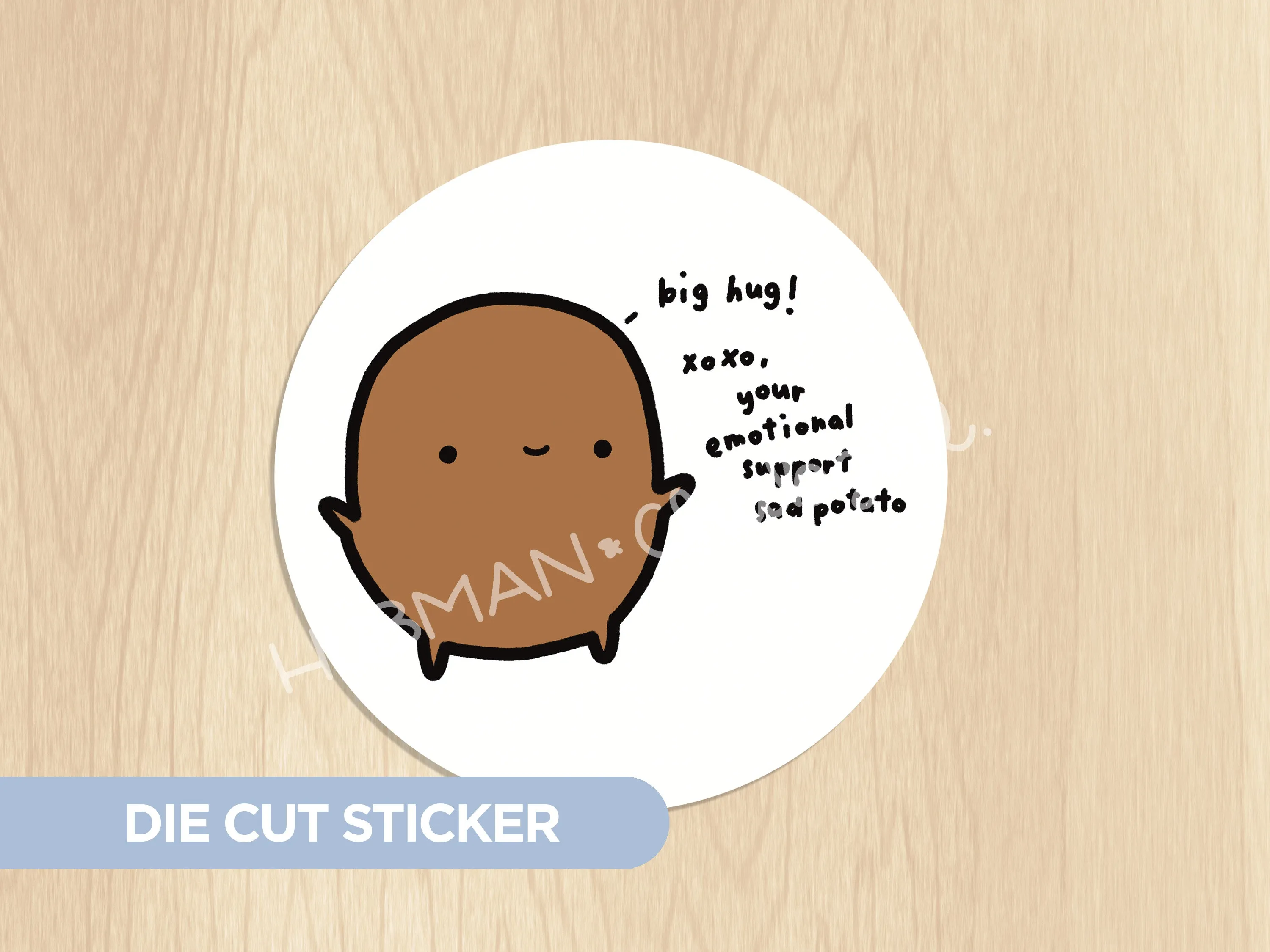 Sad Potato Big Hug Die Cut Sticker