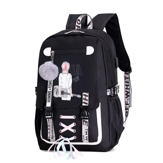 School Backpack With USB Charging Port Anti-Theft