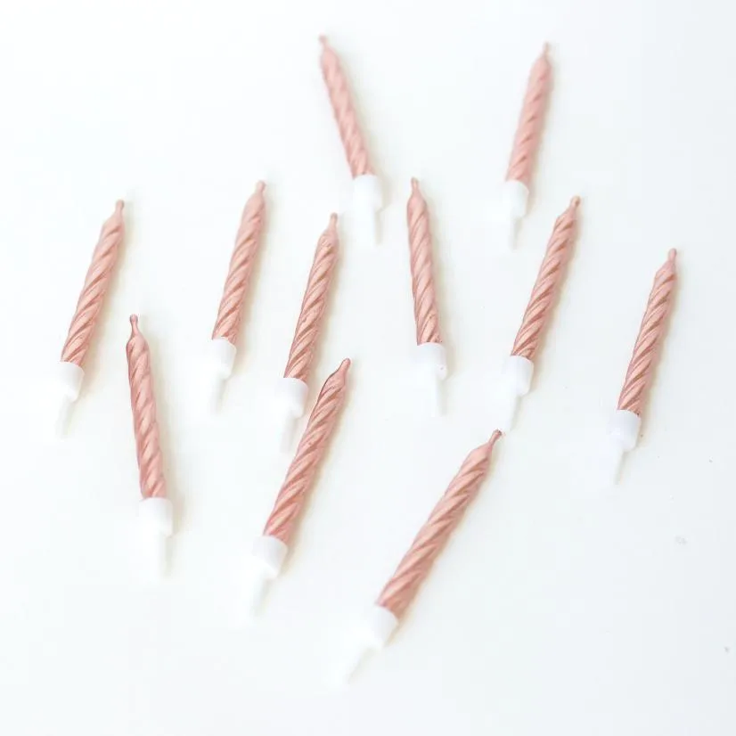 Spiral Cake Candles - Rose Gold (12 Pack)