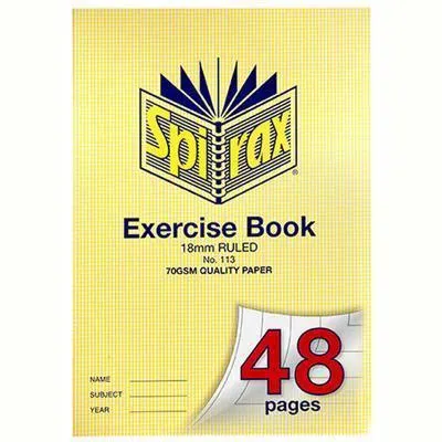 Spirax 113 Exercise Book Ruled 18Mm 70Gsm 48 Page A4