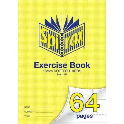 Spirax 116 Exercise Book Dotted Thirds 18Mm 70Gsm 64 Page A4