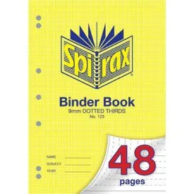 Spirax 123 Binder Book 9Mm Dotted Thirds 48 Page A4