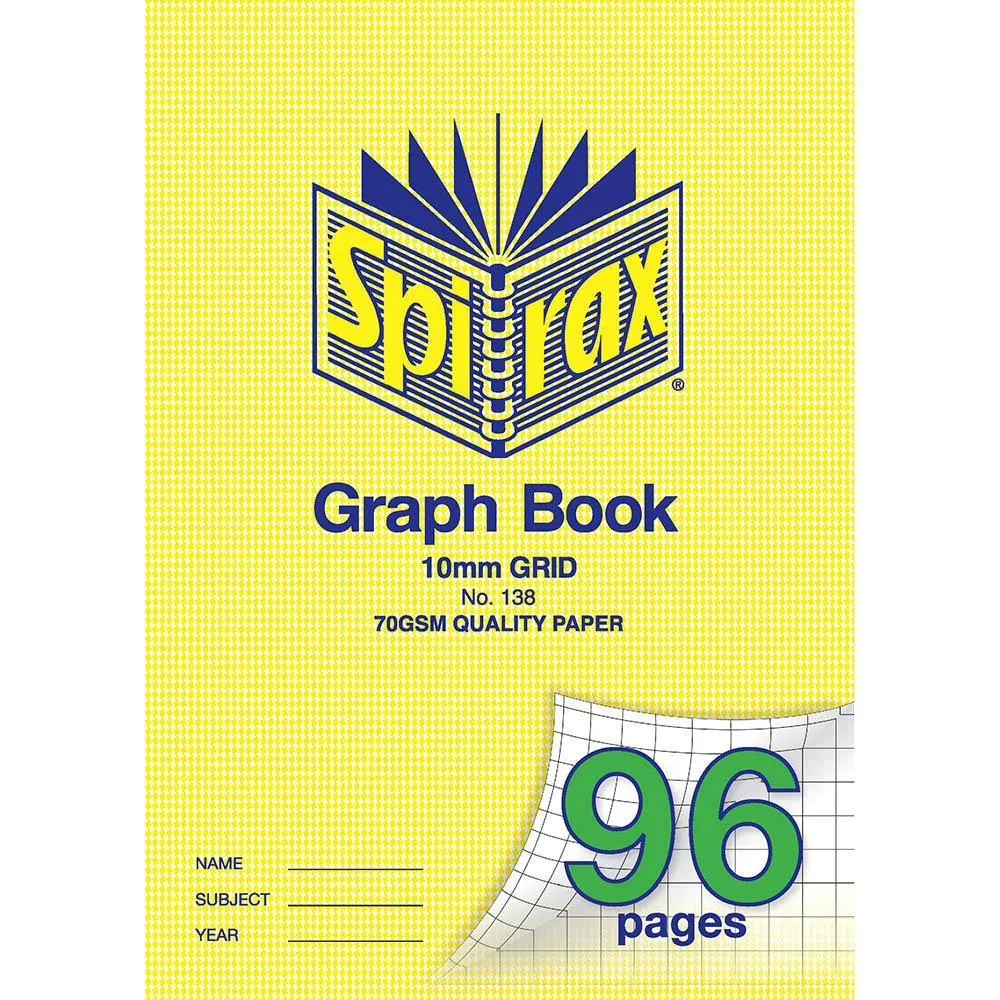 Spirax 138 Graph Book 10mm 96 Page A4 Pack 10