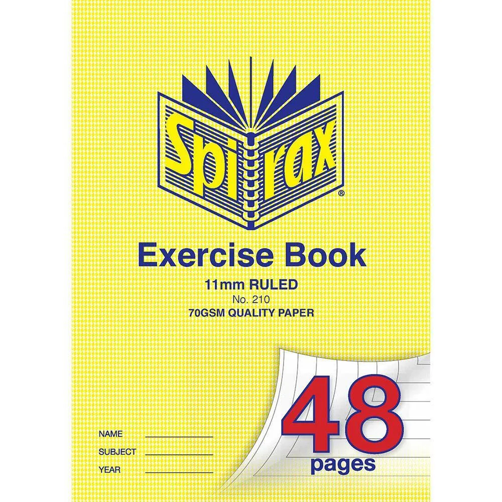 Spirax 210 Exercise Book Ruled 11Mm 70Gsm 48 Page A4