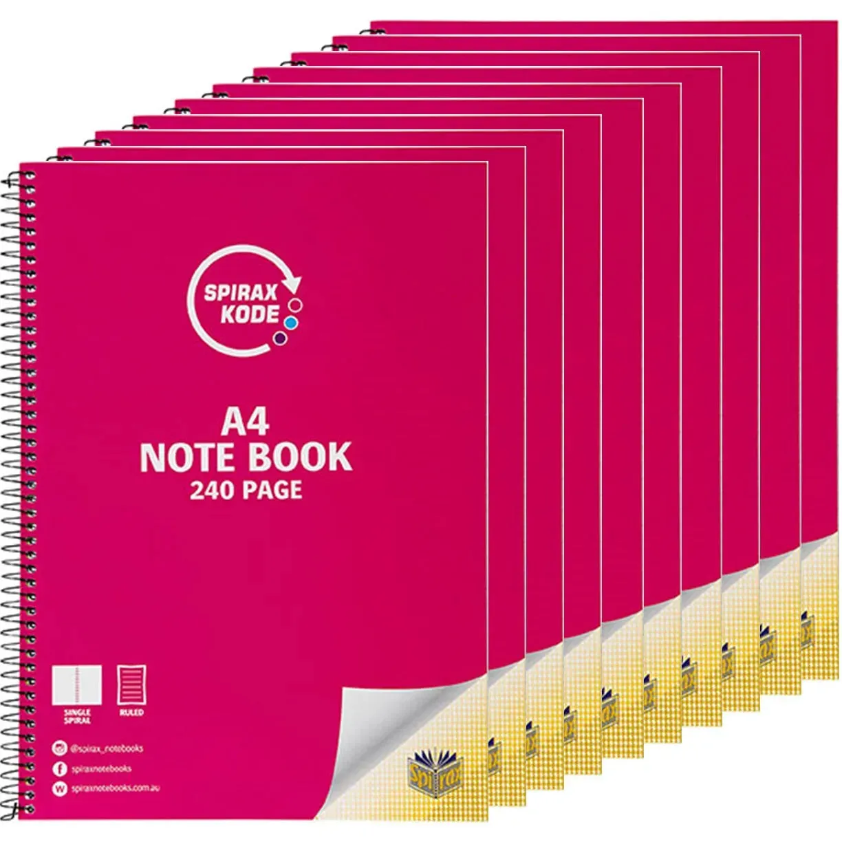 Spirax 959 Kode Notebook Books 240 Page A4 Pack 10