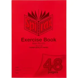 Spirax P100 Exercise Book Ruled 8Mm 70Gsm 48 Page A4 Red