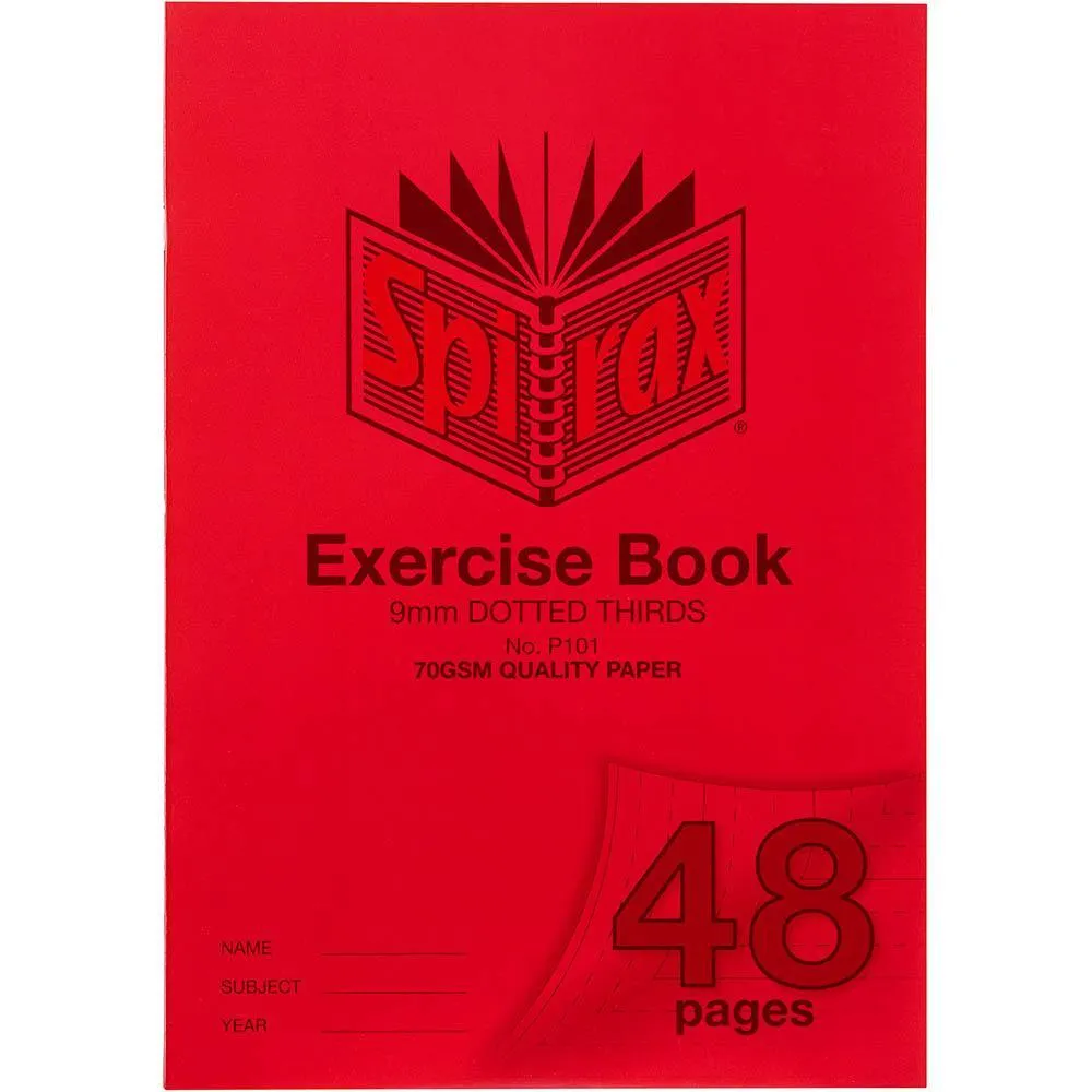 Spirax P101 Exercise Book Dotted Thirds 9Mm 70Gsm 48 Page A4 Red