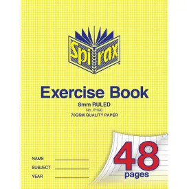 Spirax P190 Exercise Book Ruled 8Mm 70Gsm 48 Page 225 X 175Mm