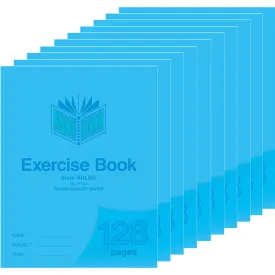 Spirax P193 Exercise Book Ruled 8mm 70gsm 128 Page 225x175mm Pack 10